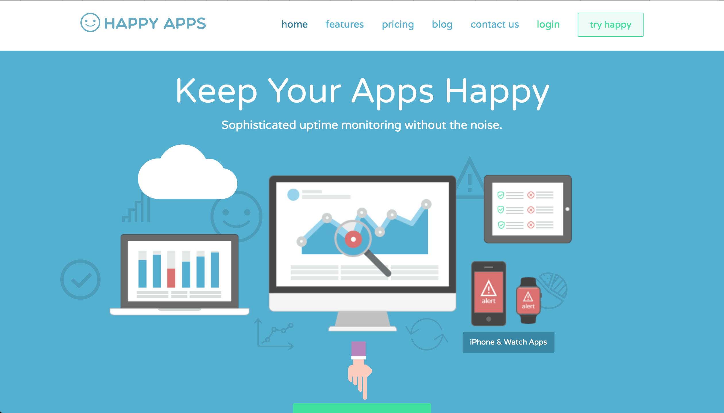 Happy apps dịch vụ giám sát uptime/downtime.