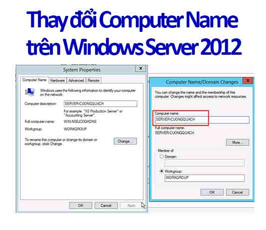 thay đổi computer name trên windows server 2012